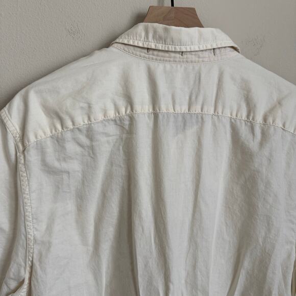 Banana Republic Mens 100% Cotton Cream Shirt Button Up Top Size Large Slim Fit - Picture 7 of 11